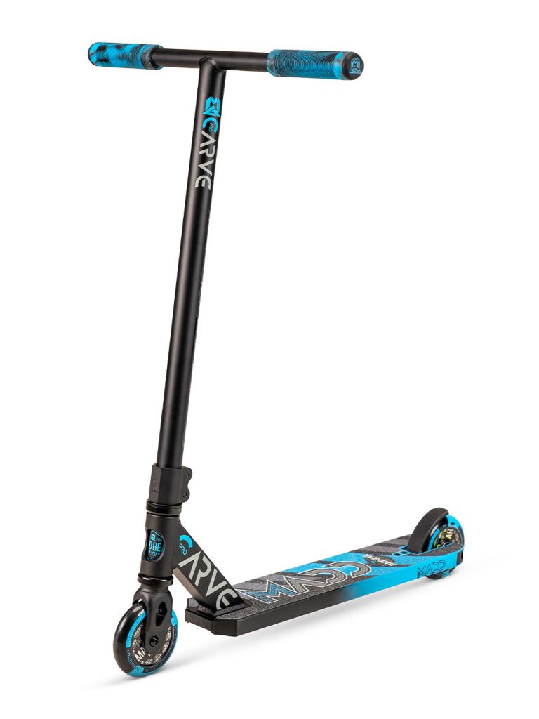 Black and blue Madd Gear Carve Pro-X complete stunt scooter