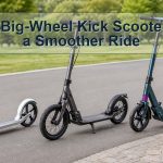 Three large-wheel kick scooters with solid, air, and suspension designs